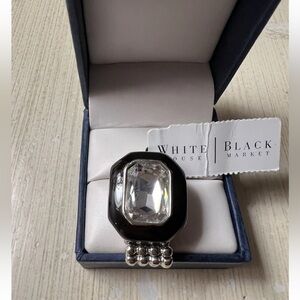 White House Black Market Black and Silver Adjustable Ring